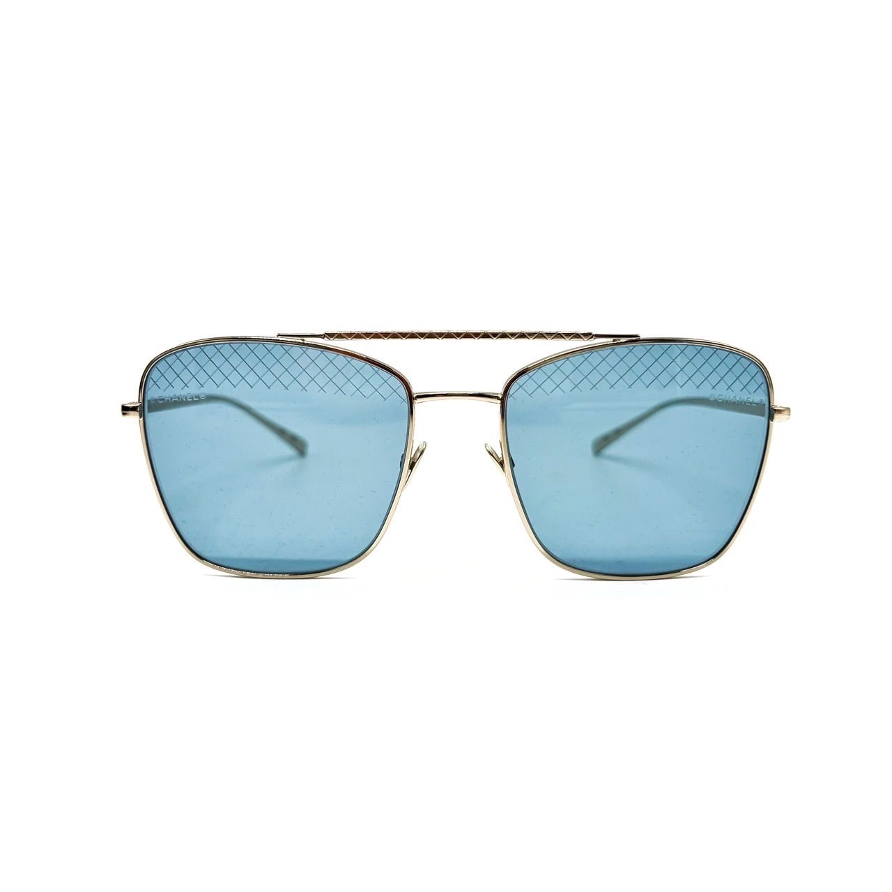 CHANEL シャネル サングラス ボストン シルバー金具 ライトブルー 水色 ユニセックス 男女兼用 メンズ レディース ケース付き