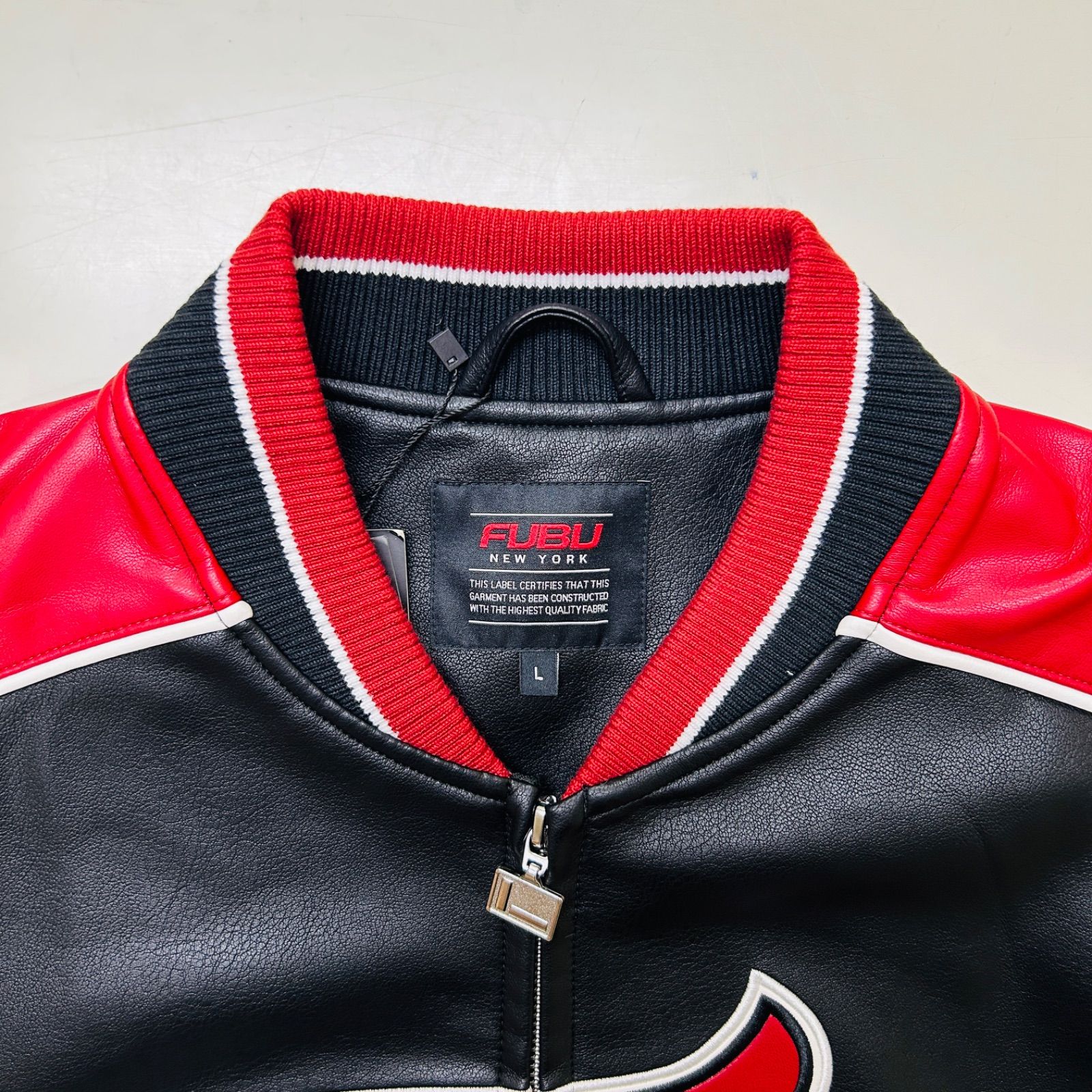 新作】【FUBU／フブ・Faux Leather Game Jacket（レッド）】ストリート