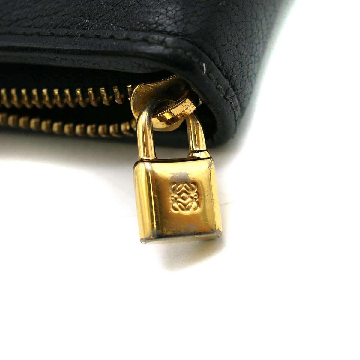 LOEWE ロエベ ロゴエンボスラウンドジップウォレット ブラック LOEWE ロエベ ロゴエンボスラウンドジップウォレット ブラック