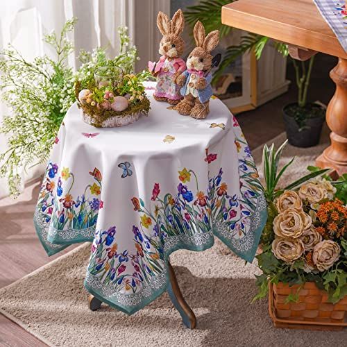 春の花_85X85CM ARTABLE HOME 絶妙なプリントのテーブルクロス、エレガントな気質、キッチンの家族の休日のパーティーの装飾に適しています (春の花, 85X85CM)