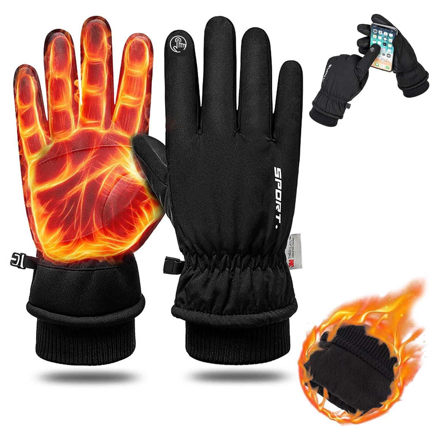 数量限定】通気 保温 冬用 スキーグローブ 厚手 バイクグローブ 革