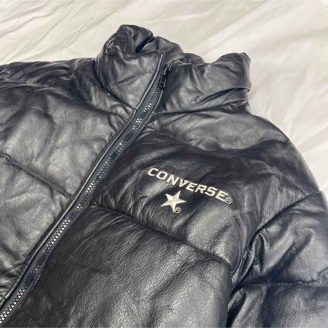 CONVERSE コンバース レザー ダウンジャケット Mサイズ 牛革 ブラック 
