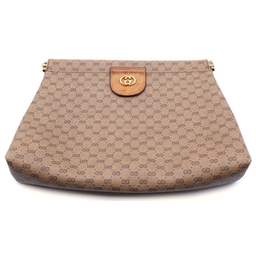 GUCCI グッチ GG クラッチバッグ セカンドバッグ ケース ブラウン レザー PVC ゴールド金具