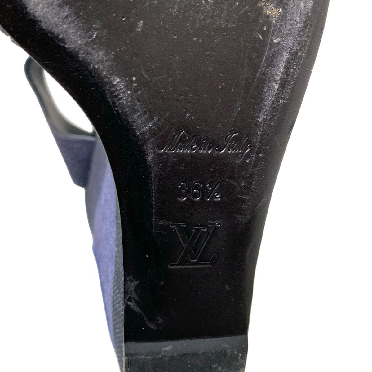 LOUIS VUITTON ルイヴィトン サンダル 36 1|2 レディース ネイビー ウェッジソール KIN-KAAI_COM