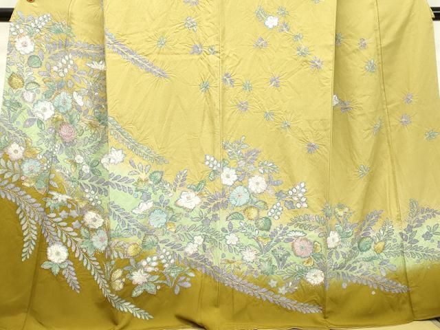 平和屋着物○訪問着 絞り 辻が花 暈し染め 金彩 正絹 逸品 DAAT1495tw