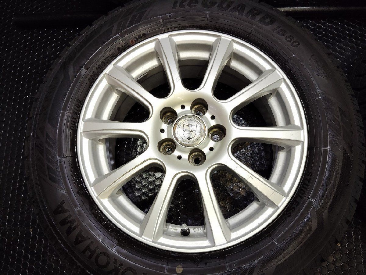 YOKOHAMA ice GUARD iG60 195|65R15 スタッドレス Weds JOKER 15インチ 6J5HPCD100 43 21年製 バリ溝 プリウス等 KTN555