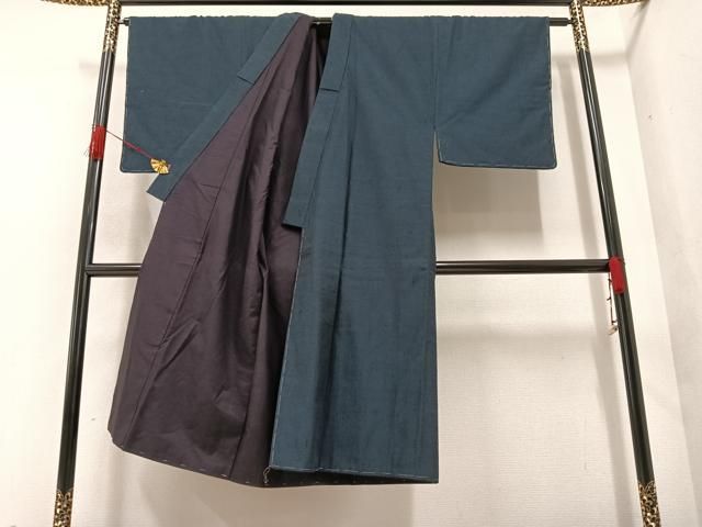 平和屋着物○男性 紬 アンサンブル 褐返色 正絹 逸品 未使用