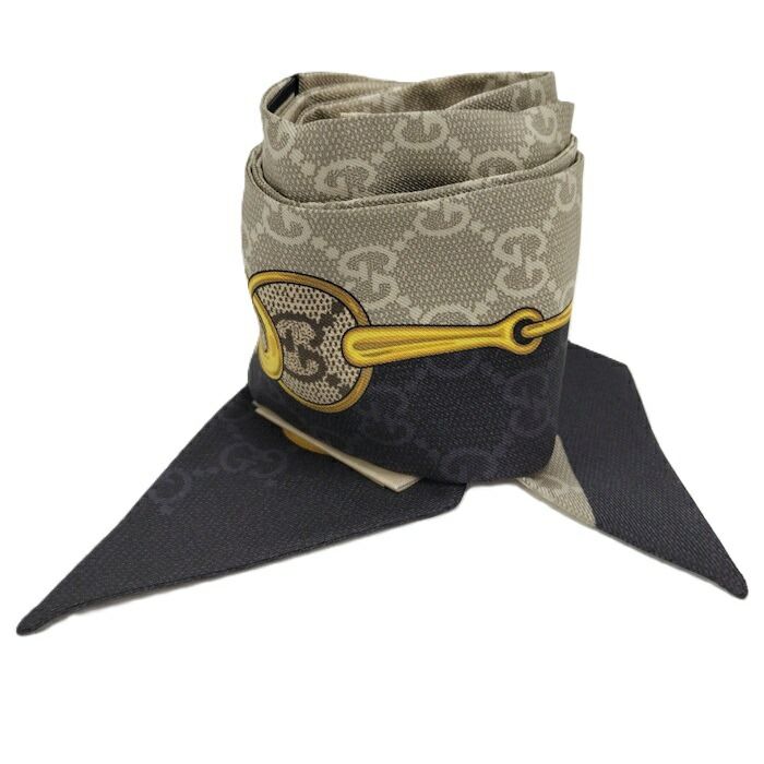 GUCCI スカーフ GG柄 ホースビット マルチ シルク100％ 774819
