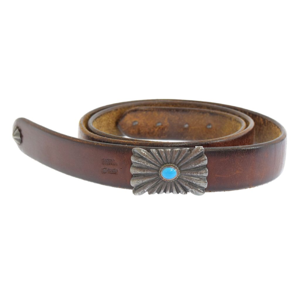 [希少] ゴローズ　goro’s ターコイズ　ベルト ゴローズ goro's [希少][OLD]3.5cm固定式銀縄TQフラワーコンチョ