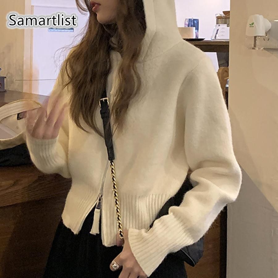 パーカー　レディース　春夏秋　ロング丈　ニット　フード付き　カットソー　アウター　トップス　ファッション　カジュアル　韓国風　20代　30代 パーカー レディース 春夏秋 ロング丈 ニット フード付き