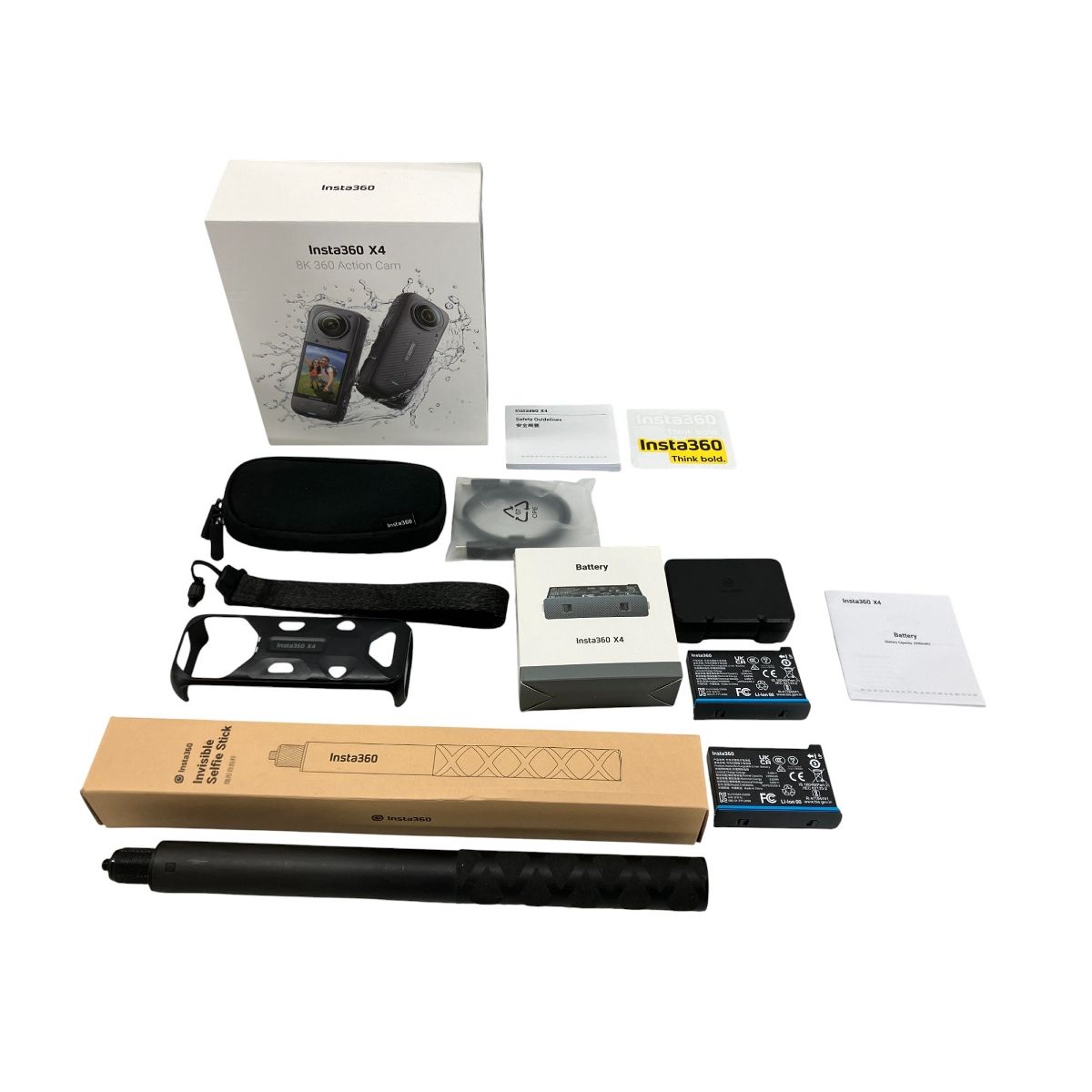 Insta360 X4 CINSABMA 8K 360度アクションカメラ バッテリー×2 Invisible SelfieStick セット W10425234