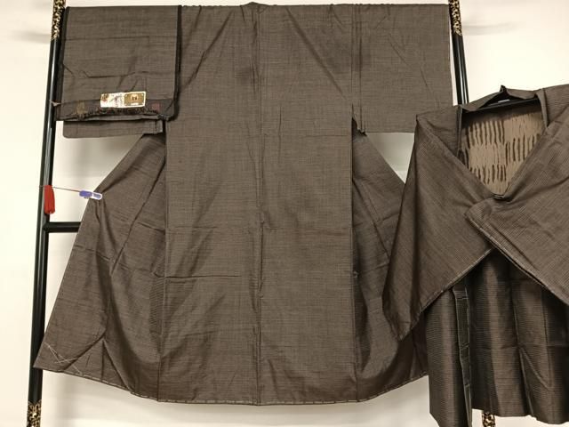 平和屋着物●男性 本場大島紬 アンサンブル 手織 100亀甲 総詰め 証紙付き 正絹 AABA2664np