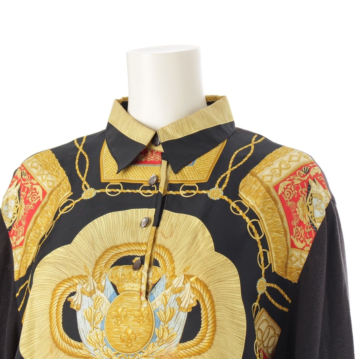 エルメス シルク コットン カシミヤ混 シャツ 切替デザイン