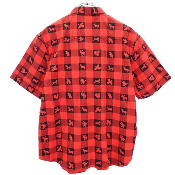 未使用 テンダーロイン アニマル柄 半袖 ウエスタンシャツ M 赤×黒