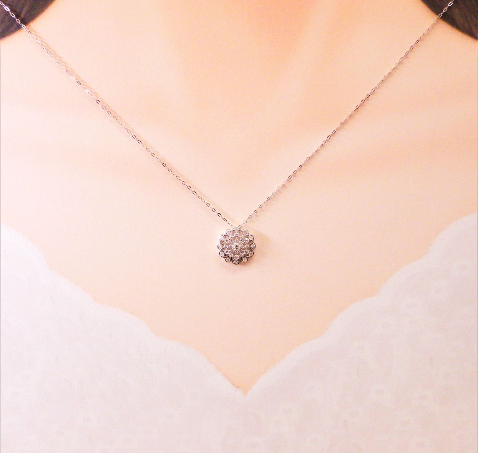 ○天然ダイヤモンド 0.50ct 2.7g PT850 PT900 40cm ネックレス