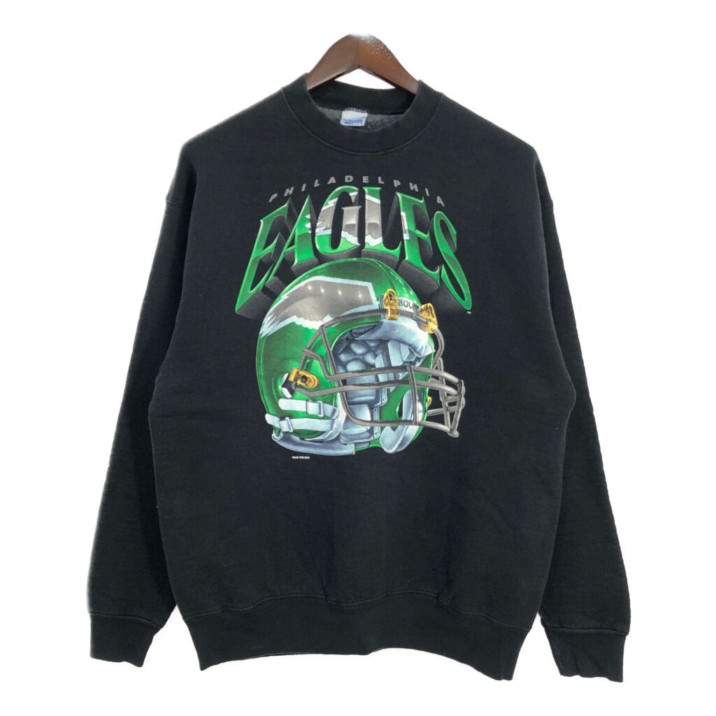 90年代 USA製 SALEM SPORTSWEAR NFL フィラデルフィア・イーグルス スウェット プロチーム ブラック (メンズ XL) 中古 古着 R6813