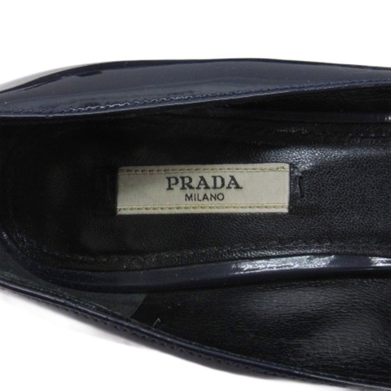 プラダ PRADA リボンモチーフ エナメル パンプス ポインテッド