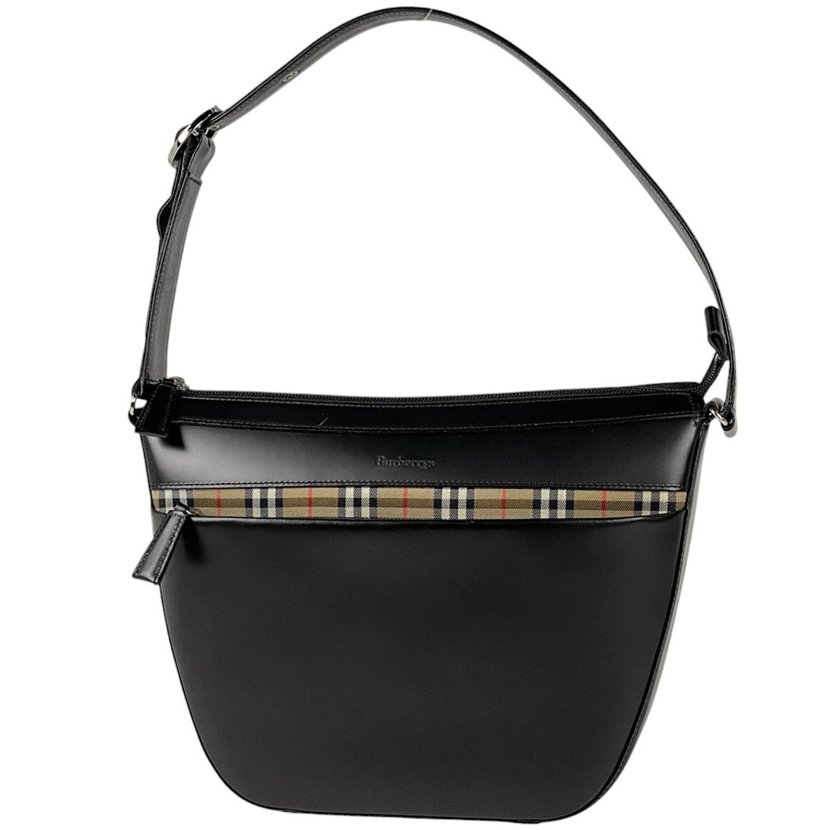 バーバリー BURBERRY ロゴ ショルダーバッグ チェック柄 ハンドバッグ ショルダーバッグ レザー ブラック レディース