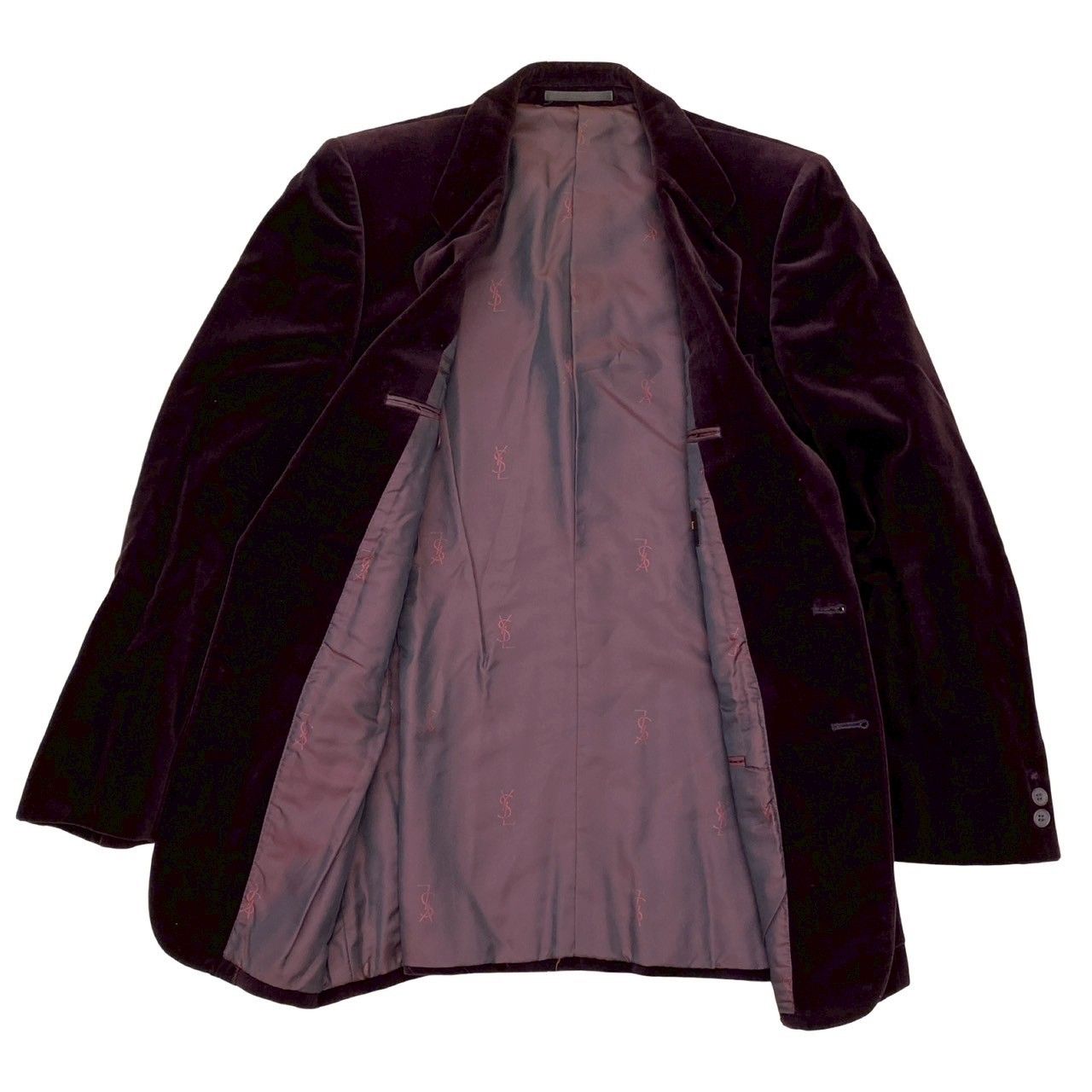 美品　イヴサンローラン　テーラードジャケット　ベロア　ボルドー　M 極 美品 YVES SAINT LAURENT イヴサンローラン ヴィンテージ ベロア