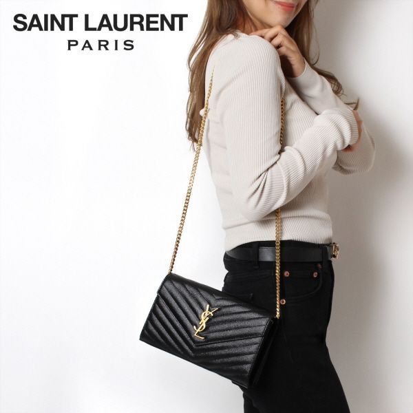 サンローラン SAINT LAURENT  モノグラムYSL チェーンウォレット バッグ【ブラック】 377828 BOW01 1000/【2023-24AW】l-bag