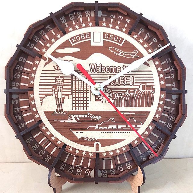 パズル造形「時計」（神戸市マンホール）（オーク）