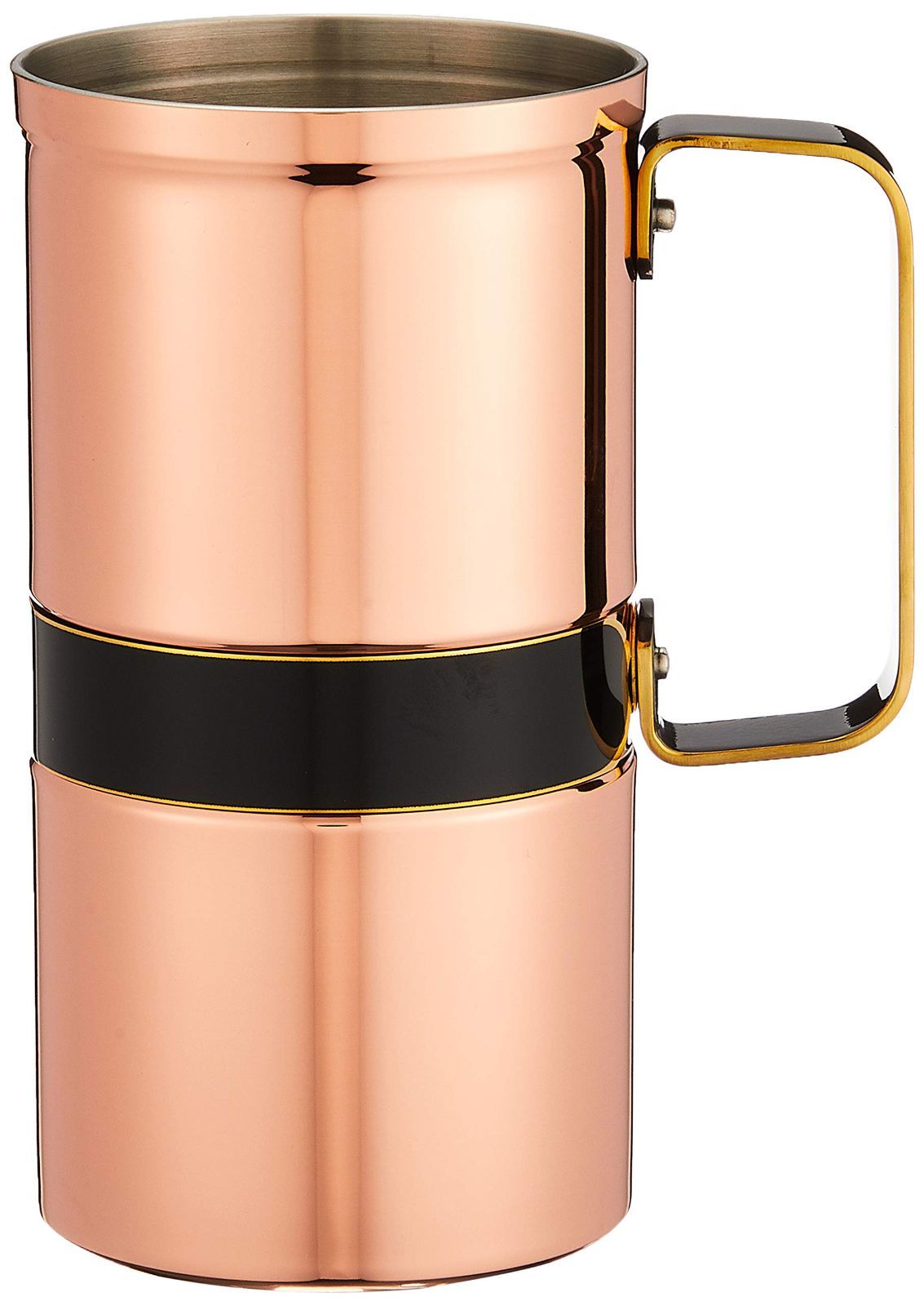 新光金属 Sinkoukinzoku マグカップ 素銅|黒帯 大 容量 500ml 純銅 バビロアマグ B-701