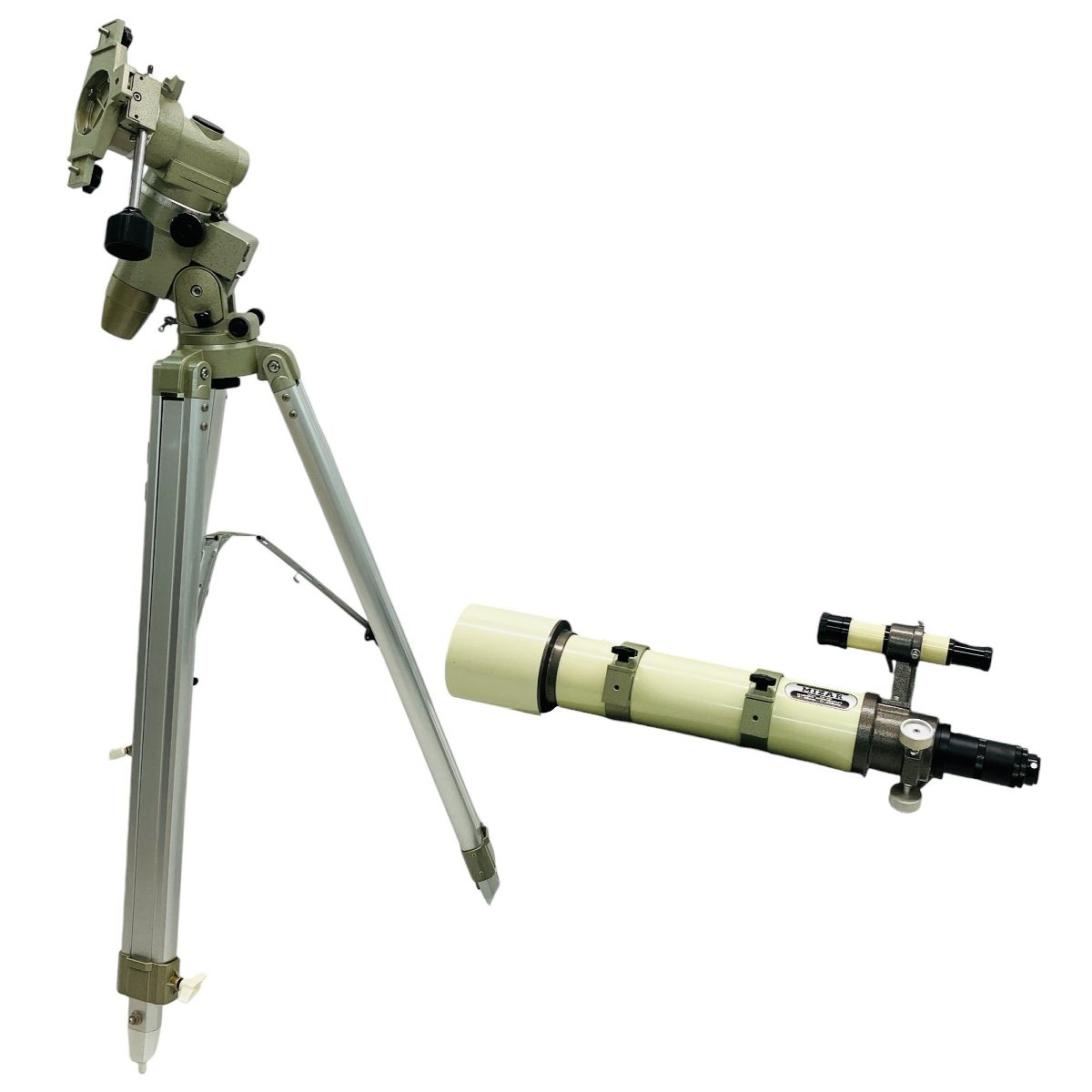 MIZAR FA-80 望遠鏡 鏡筒 赤緯 三脚 接眼レンズ 付き フローライト アポクロマート 屈折式 ミザール ジャンク C9951771