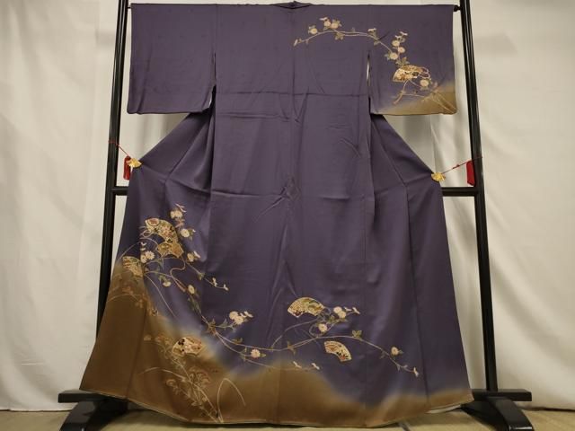 平和屋着物□訪問着 駒刺繍 地紙花蝶文 暈し染め