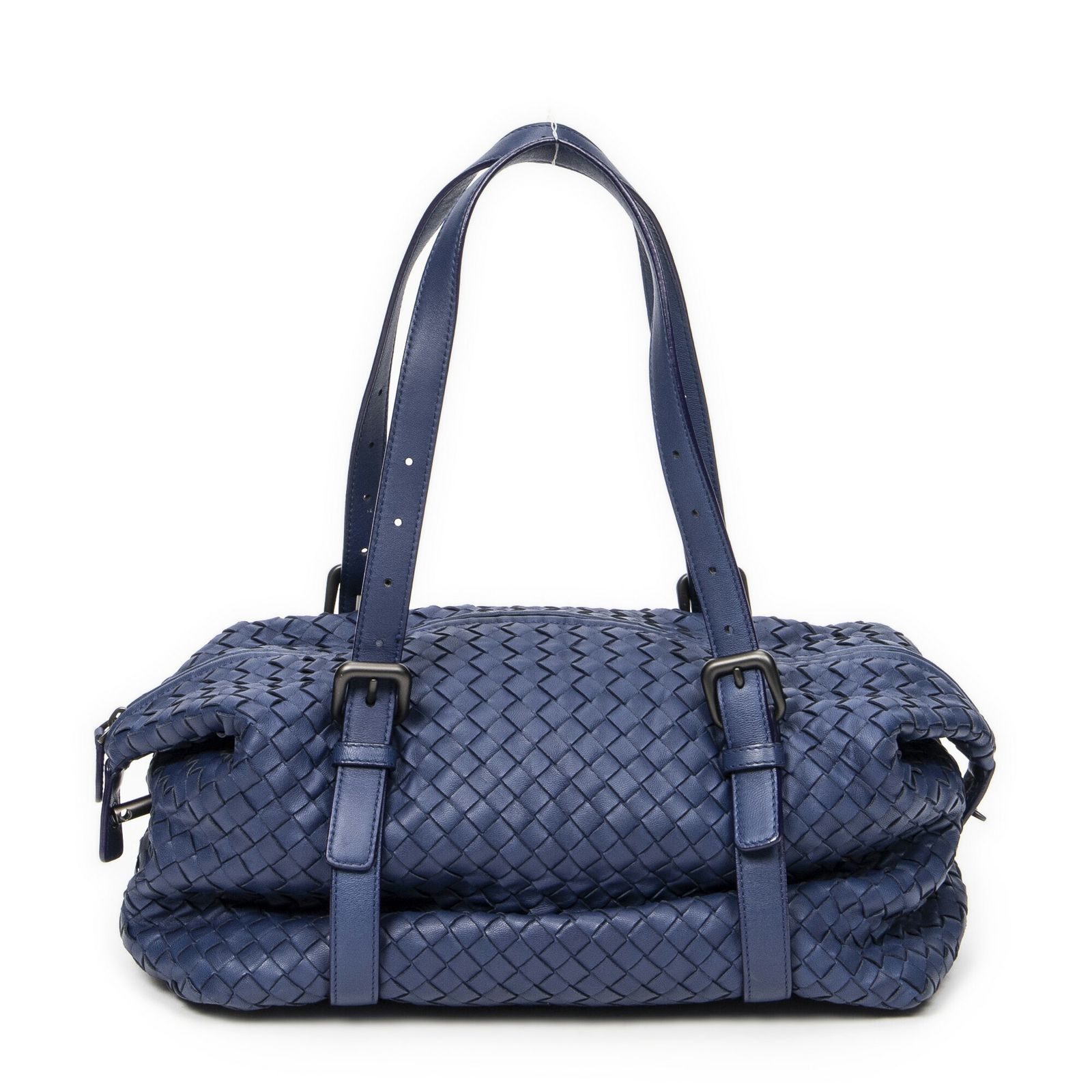BOTTEGA VENETA ボッテガヴェネタモンテーニュ青イントレチャートレザーA