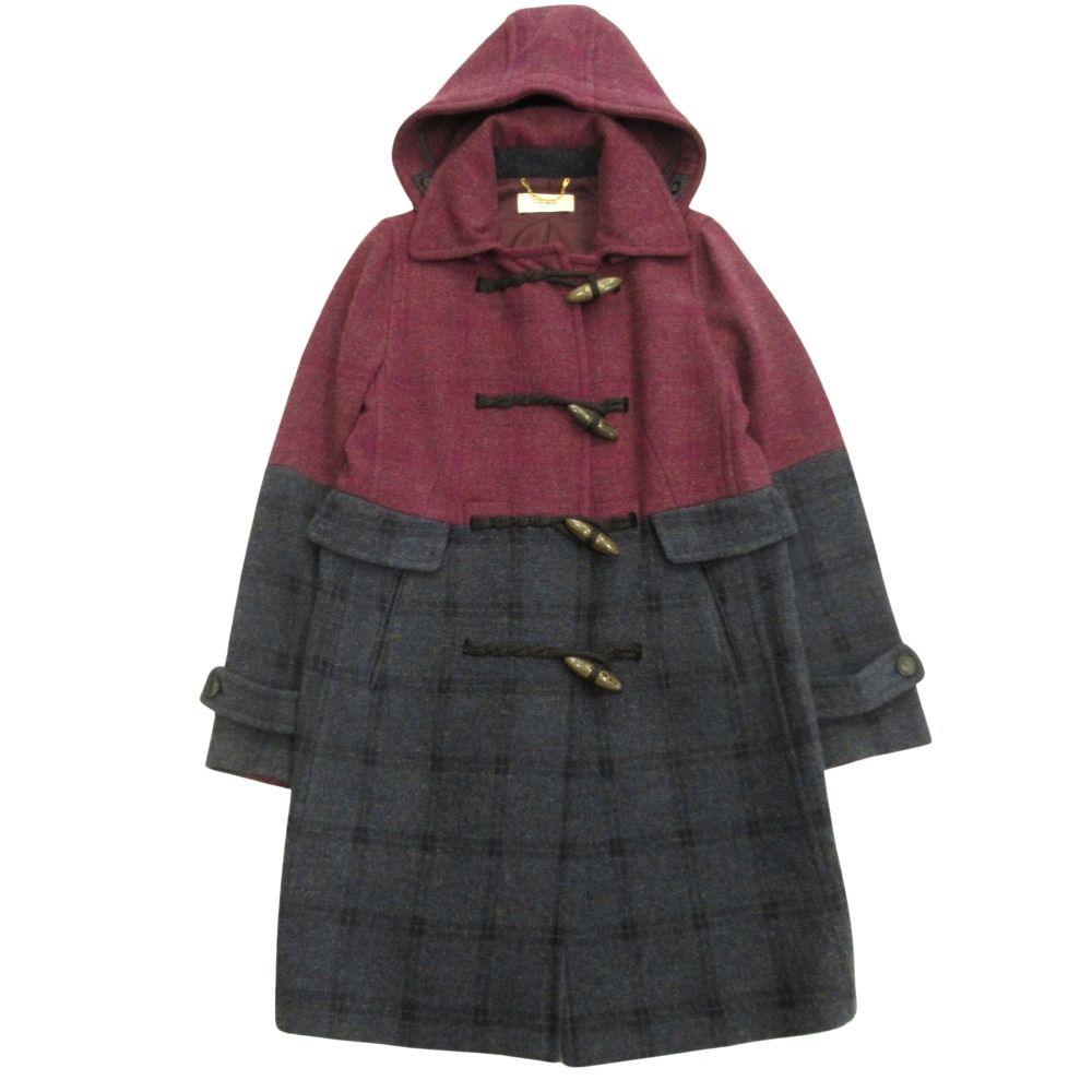 Paul Smith ポールスミス メルトンウール ダッフル コート ジャケット ブルゾン フード ウール 40 紫 パープル ネイビー レディース 古着