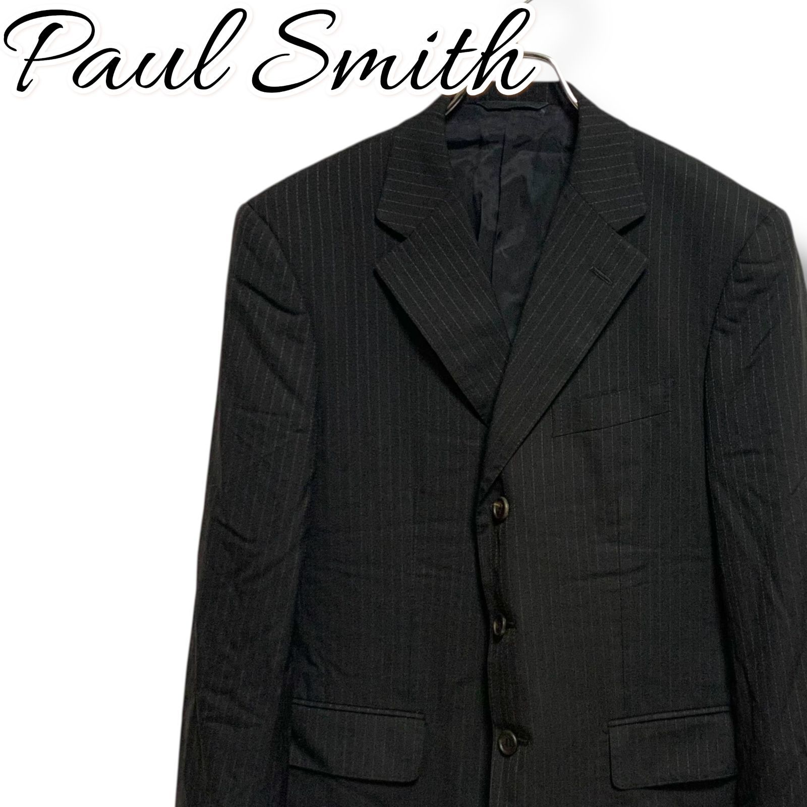 Paul Smith COLLECTION ポールスミス ブラック ピンストライプ テーラードジャケット ウール サイズ94 Lサイズ相当 メンズ ビジネス フォーマル 上質 SC-P1-60355 001105H