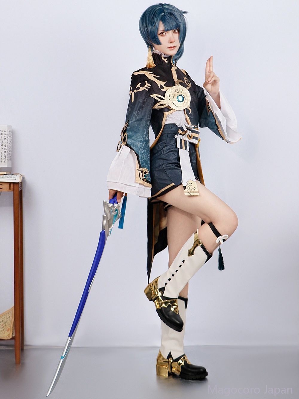 COSPLAY衣装原神行秋二男ゲーム璃月港飛雲商会アニメコスチューム青