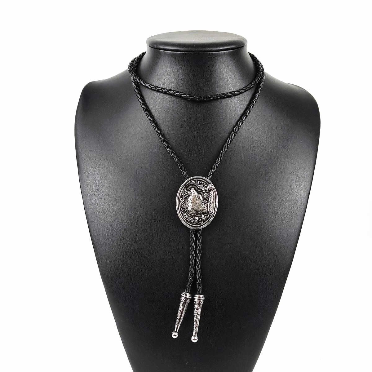 紐ループタイ ボロタイ アンティーク シルバー オオカミ 狼 ウルフ