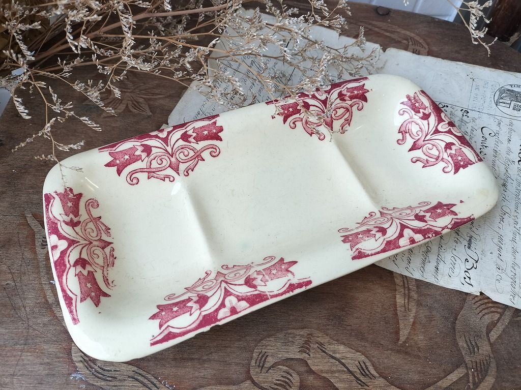 フランス アンティーク 絵つき ラヴィエ Longchamp装飾 石鹸入れ 皿