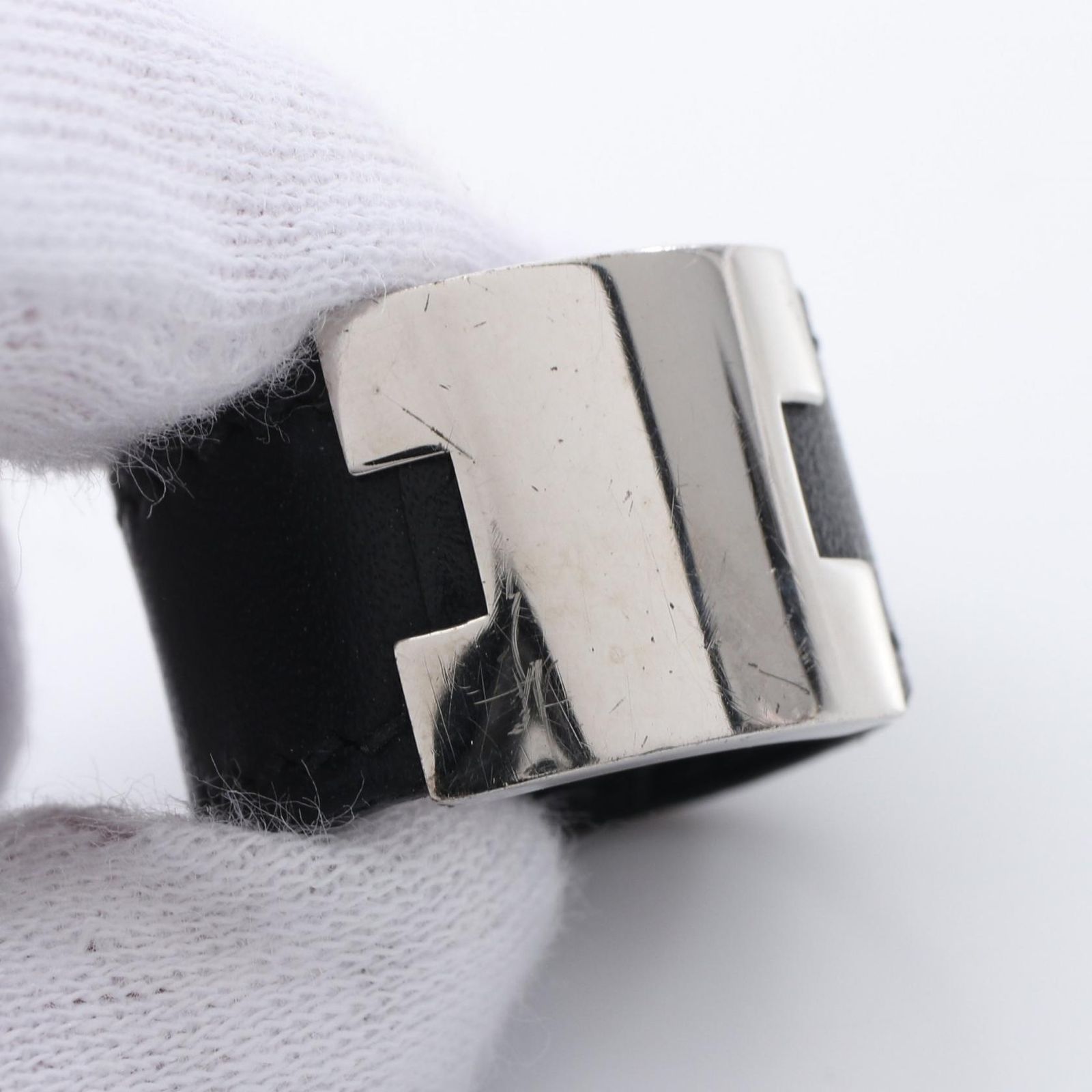 エルメス HERMES リング・指輪 ルーリー BLK レザー ステンレス 