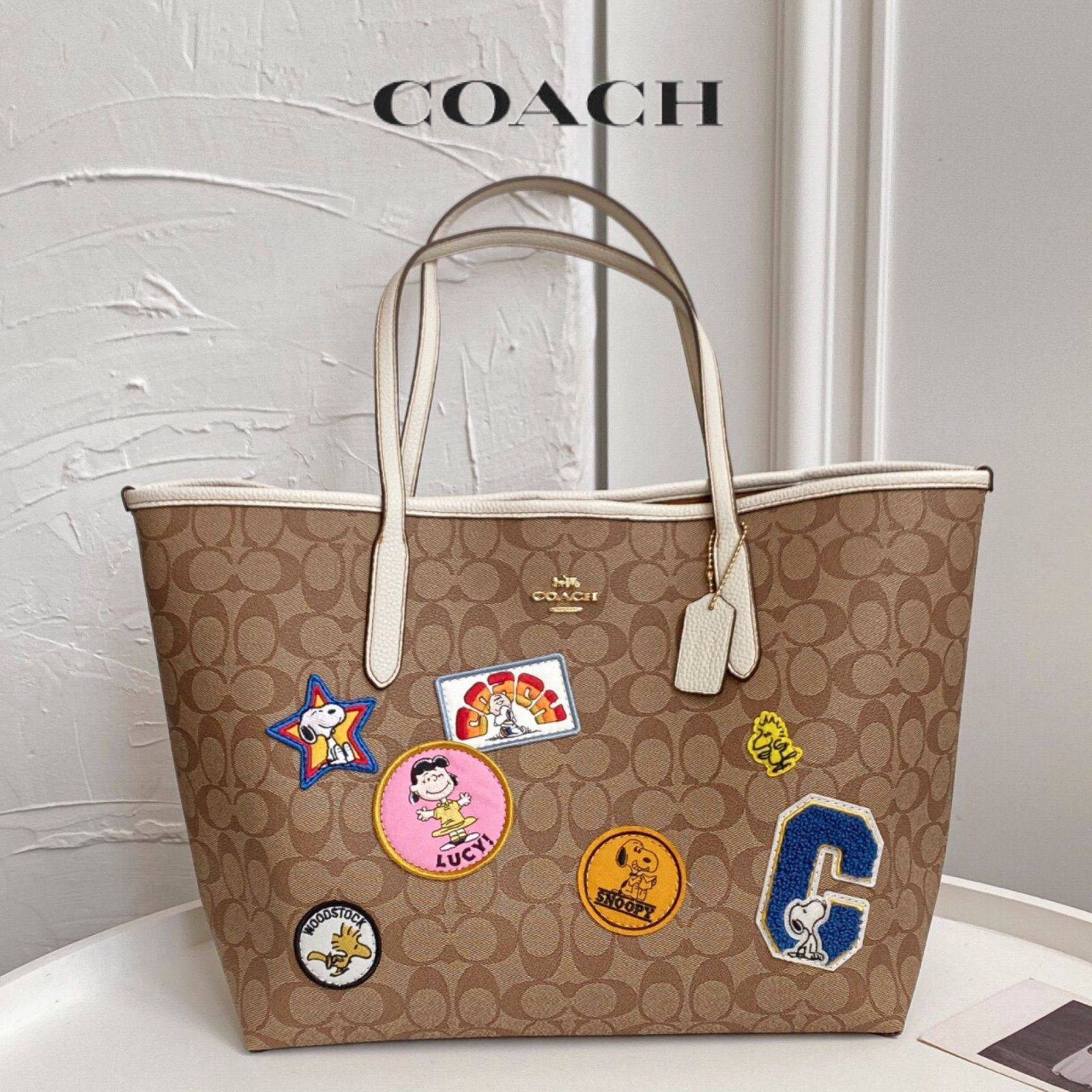 COACH C4292 シグネチャー ピーナッツ コラボ スヌーピー ヴァーシティー パッチ ワッペン シティ トートバッグ カーキマルチ ショルダー バッグ マザーバッグ レディース バッグ アウトレット品 - メルカリ