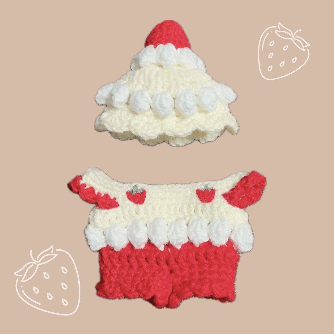 ぬい服｜13cm 14cm 15cm 16cm｜いちごショートケーキセット