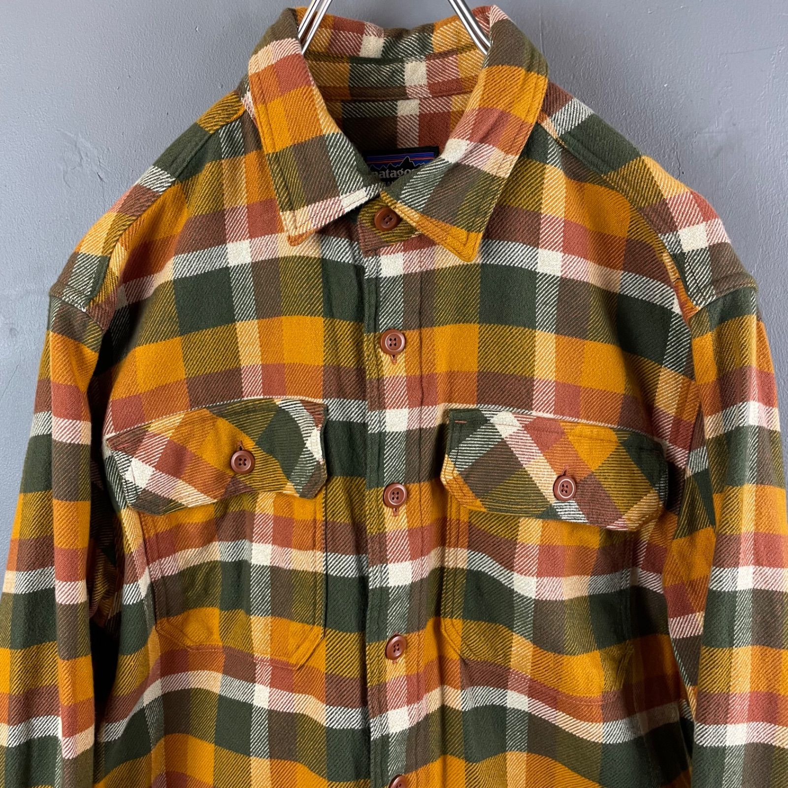 PATAGONIA Organic Cotton L/S Flannel Shirt パタゴニア オーガニックコットン 長袖シャツ チェックシャツ ネルシャツ  オレンジ STY53947 - メルカリ