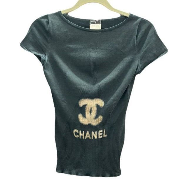 美品】CHANEL シャネル 半袖Tシャツ P40676K02966 ココマーク リブ 