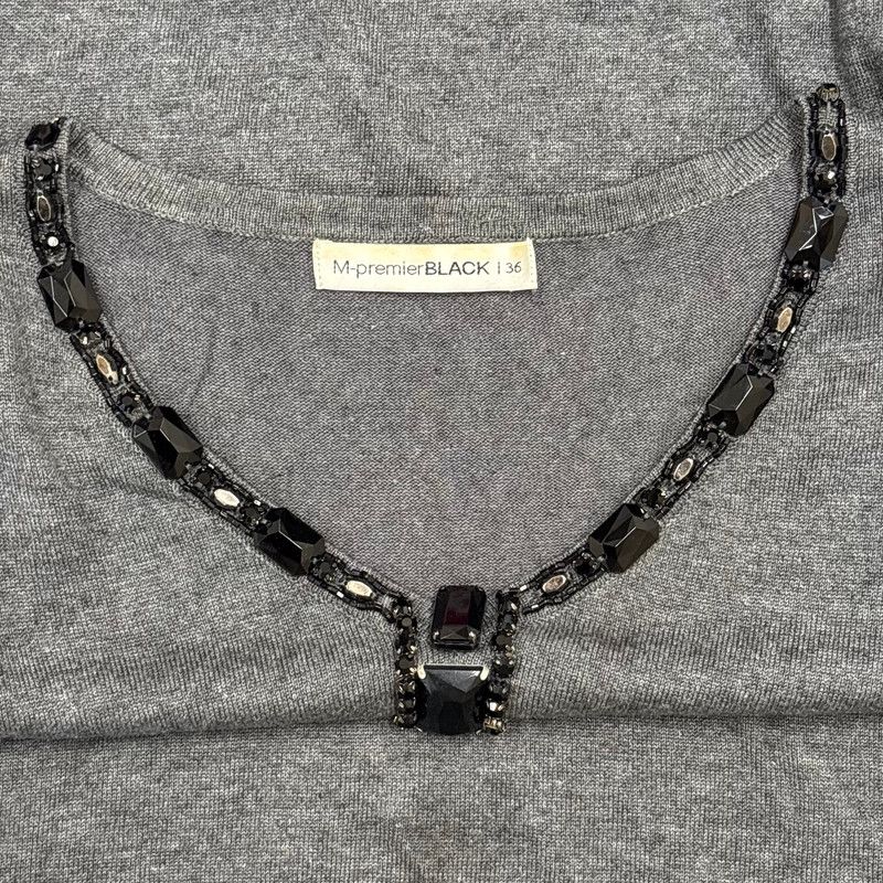 美品☆M PREMIER BLACK☆ワンピース☆Mプル　36 M-premier BLACK エムプルミエ ワンピース チャコールグレー 36