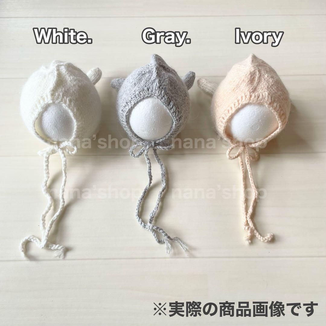 白♪うさぎの立ち耳帽子♪ニューボーンフォト撮影衣装 ベビー　ボンネット　赤ちゃん 白♪うさぎの立ち耳帽子♪ニューボーンフォト撮影衣装 ベビー