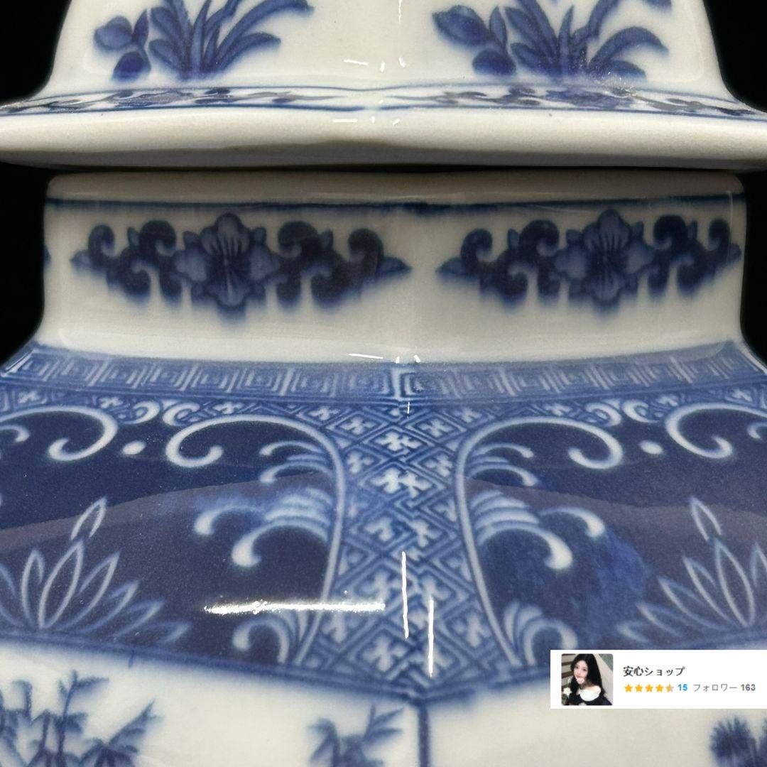 清乾隆青花花?六方将?罐 景徳鎮 陶磁器 装飾品 現代工芸品 美術