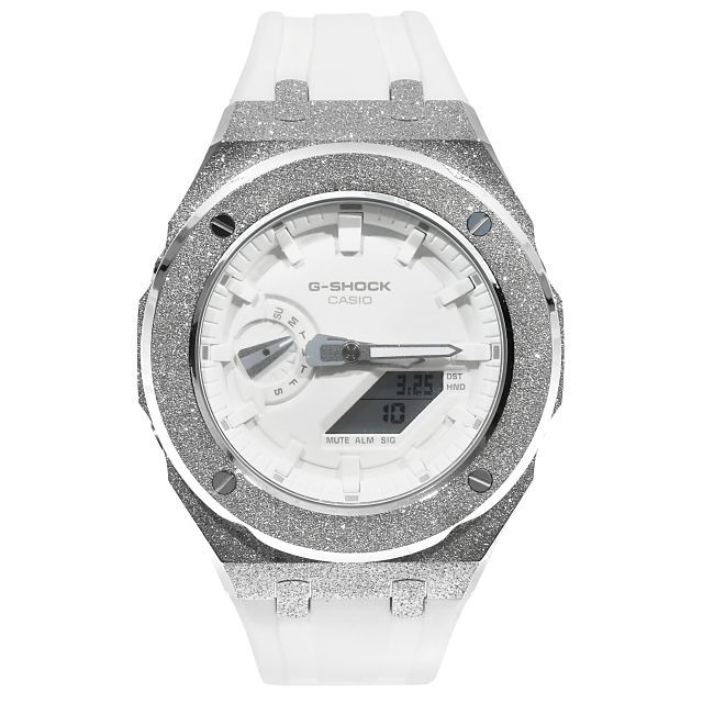 G-SHOCK GA2100 ホワイト メタル カスタム フロステッド ラバー