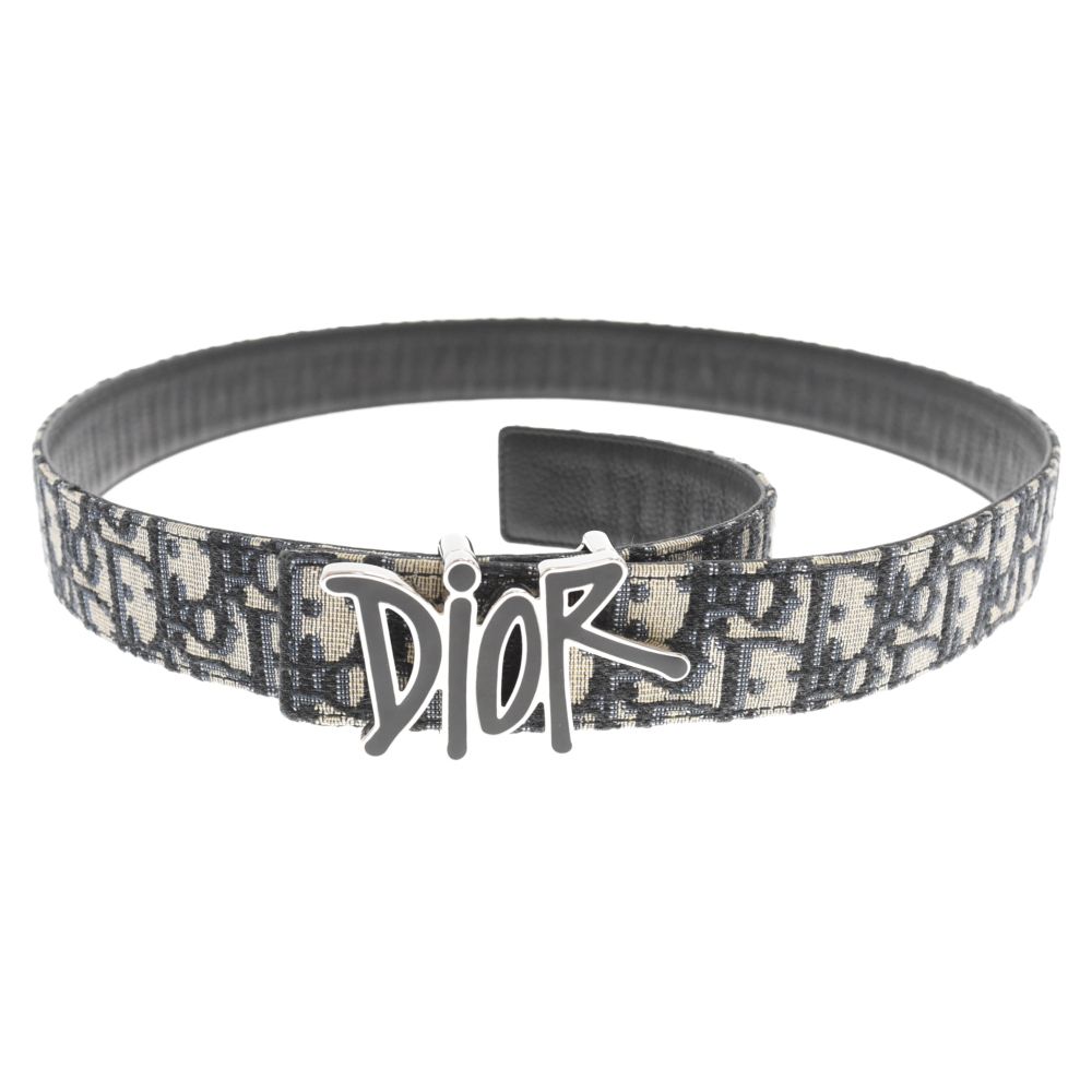 DIOR (ディオール) 20AW ×Shawn Stussy Belt Buckle ショーン・ステューシー ベルトバックル ロゴ オブリーク柄 総柄ベルト  シルバー/ブラック/ベージュ - メルカリ