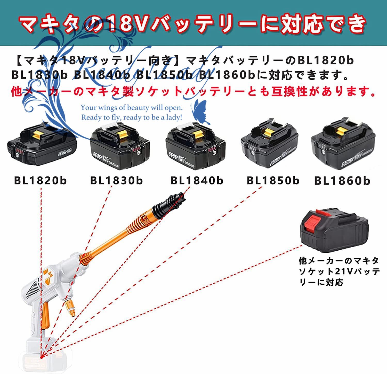 実用品★高圧洗浄機 コードレス 洗車 900g本体 軽量 5MPA最大吐出圧力 21V 4.0Ah 大容量バッテリー 洗車機 ポータブル 充電式  マキタバッテリ交換可能