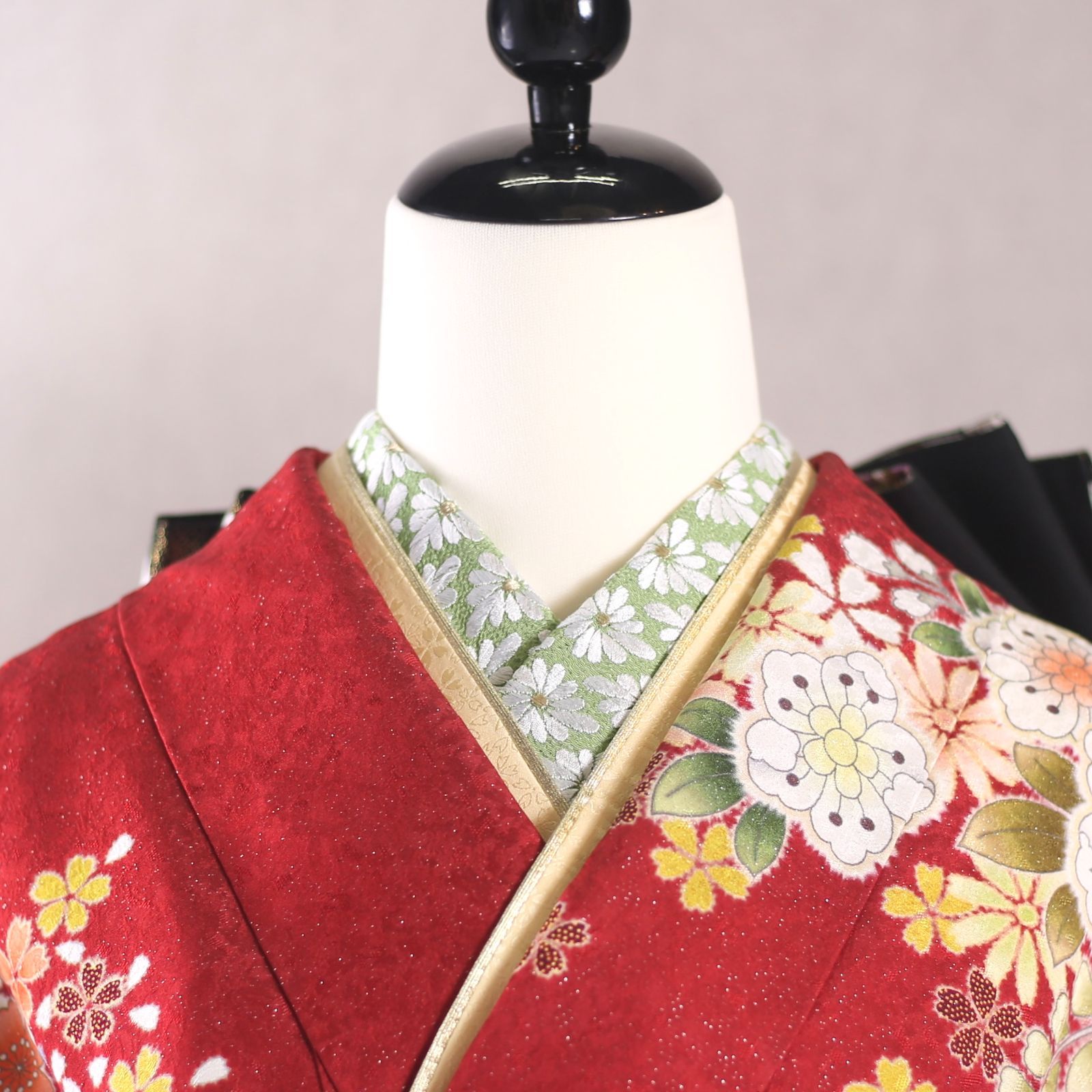 振袖フルセット 振袖セット 振袖 L～LLサイズ 赤×古典 美品 成人