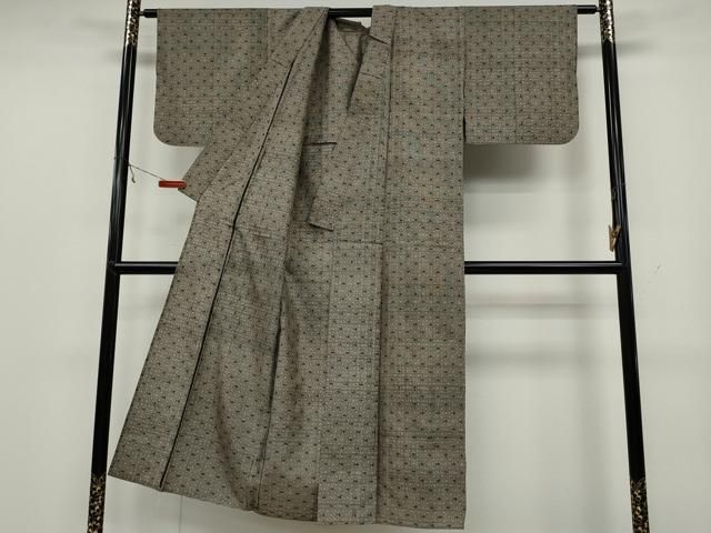 平和屋着物▽本場大島紬 単衣 割り込み絣 菱吉祥文 正絹 逸品