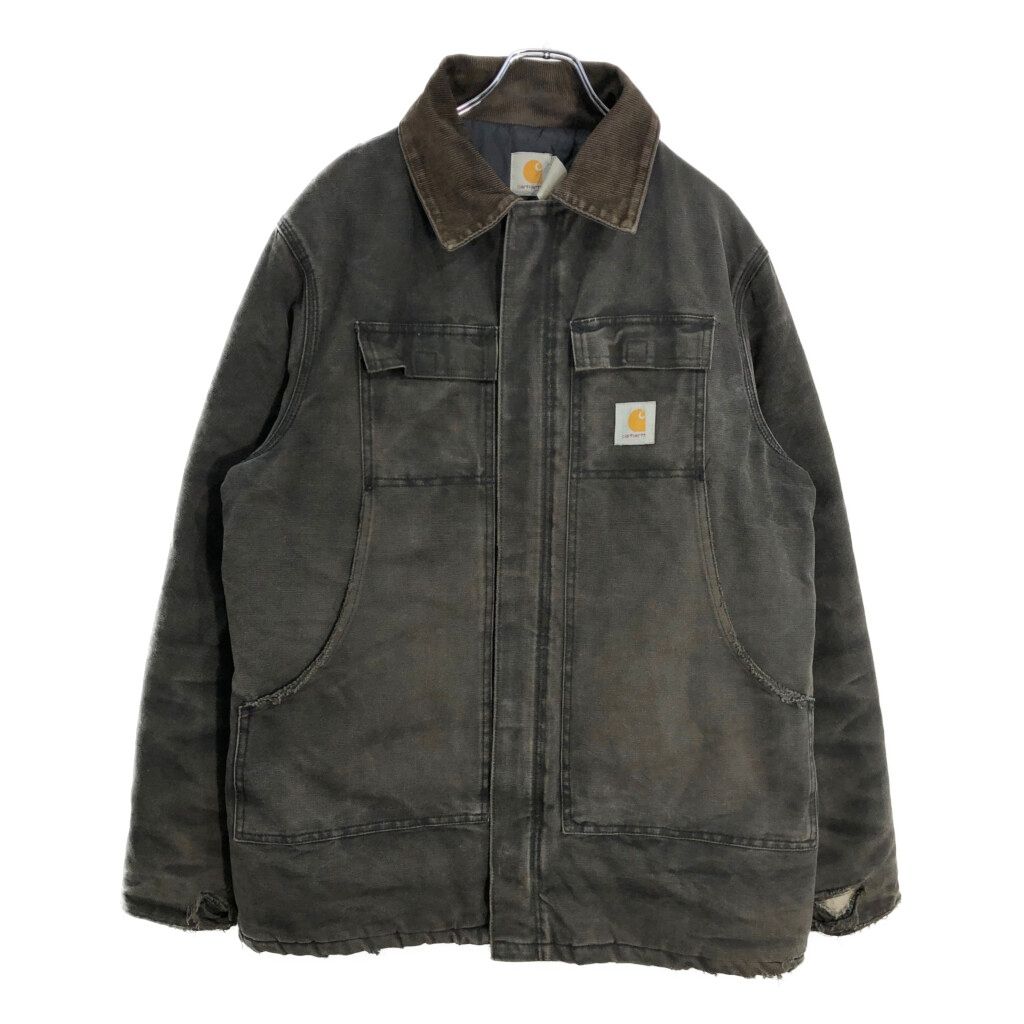 90年代 Carhartt カーハート フェード トラディショナルコート ワークジャケット ブラック メンズ XL相当 古着 V6518