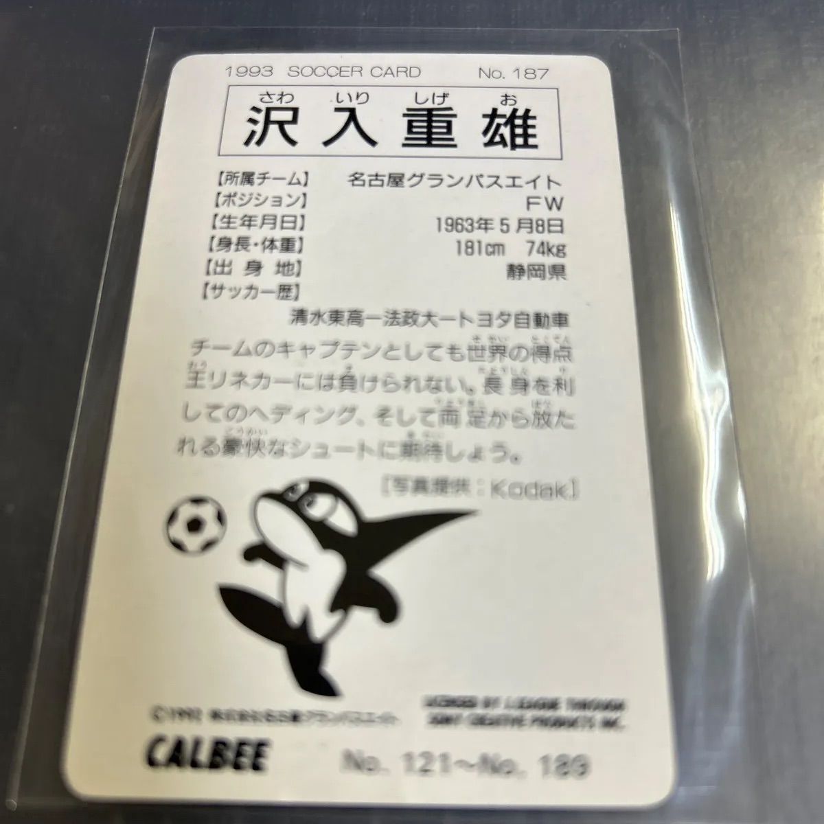 1993年 カルビーJリーグチップスカード 沢入重雄 名古屋グランパス