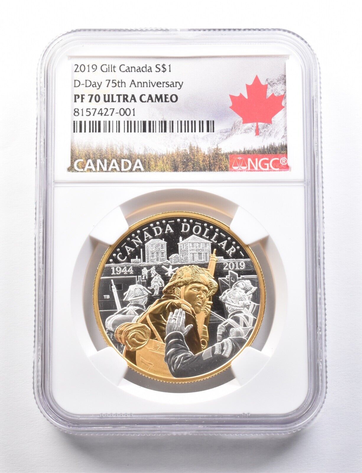 2019年カナダ銀貨 ギルト ノルマンディー上陸作戦75周年記念 PF70 UCAM NGC